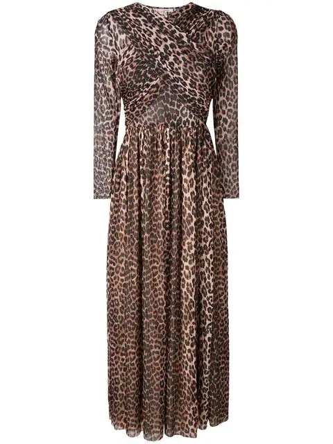 Ganni Tilden Mesh Dress In Brown | ModeSens